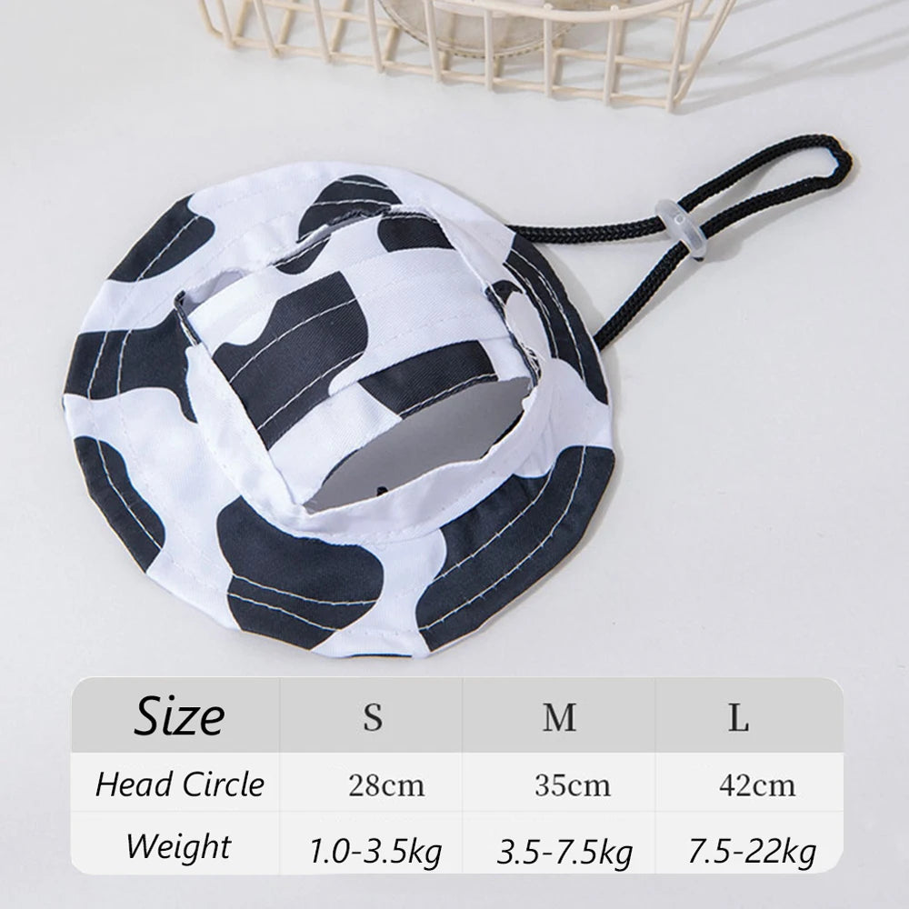 Pet Bucket Hat Summer Sun Cap Adjustable for Small Medium Dogs