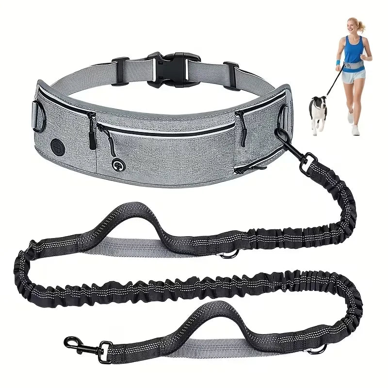 Hands-Free Dog Leash with Running Waist Bag, Retractable Bungee