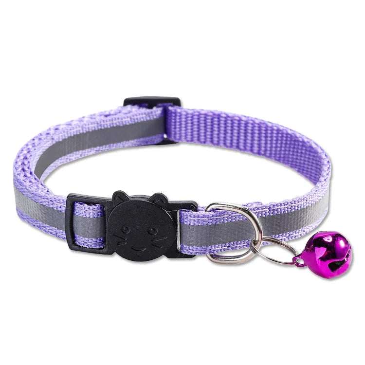 Reflective Pet Collar with Bell Adjustable Nylon Dog Cat Collar
