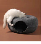 Donut Cat Tunnel Bed Pets House Natural Felt Pet Cat Cave