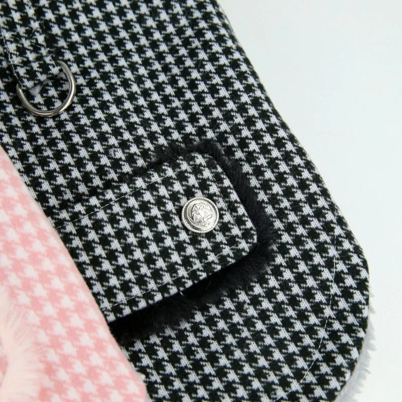 Warm Fashion Ins Winter Pet Dog Clothing Houndstooth Dog Coat