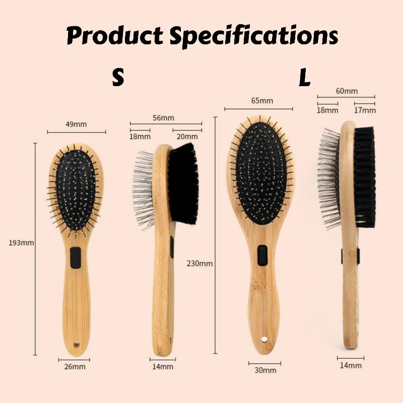 Dual-Sided Boar Bristle Pet Brush: Massage & Deshedding Grooming