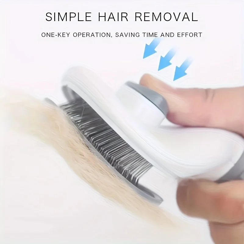 Cat & Dog Dehairing Brush with One-Touch Mechanism - Heavy-Duty