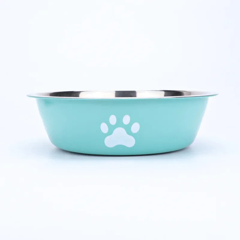 New Stainless Steel Dog Basin Paw Print
