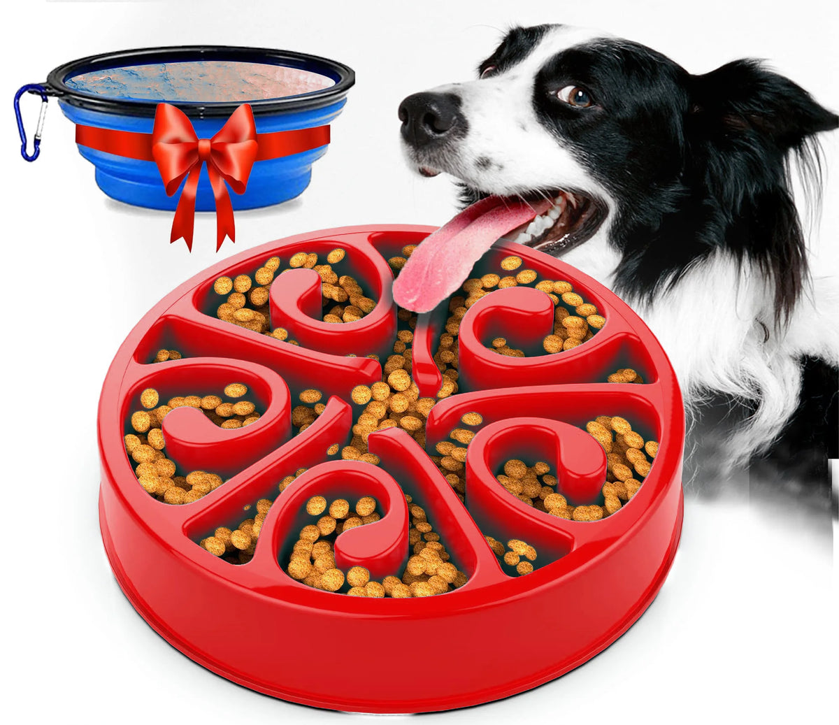Pet Dog Slow Feeder Bowl Fun Non Slip Anti-Gulping Slower Food