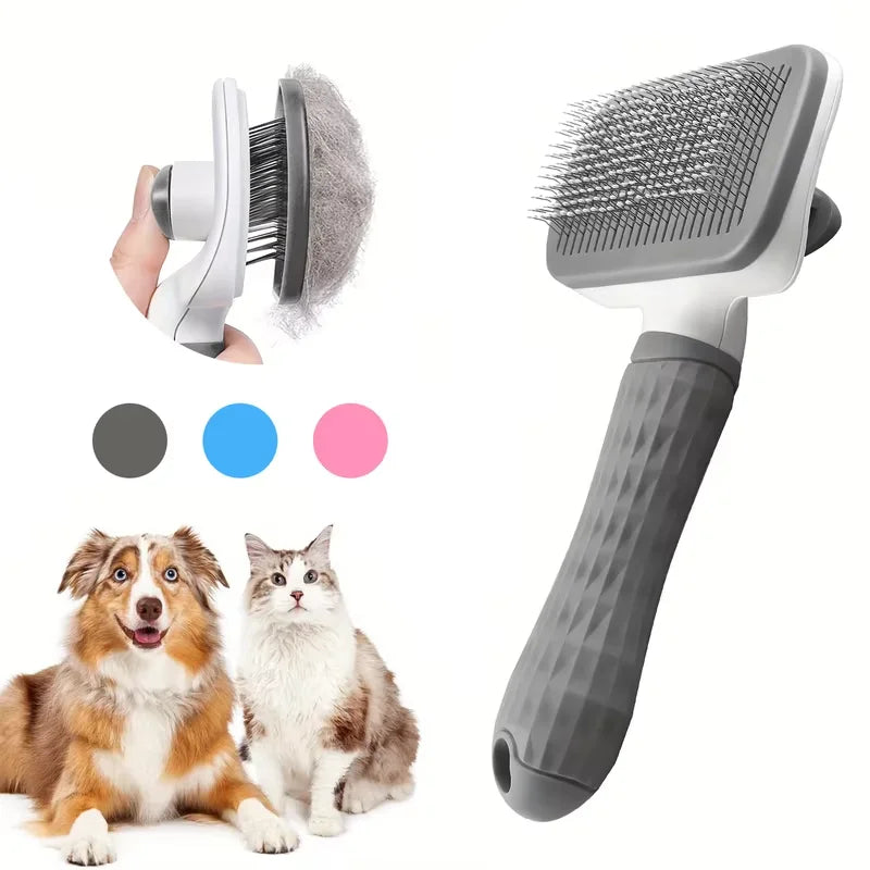 Self-Cleaning Pet Brush,One-Click Hair Removal, Round Tip Slicker