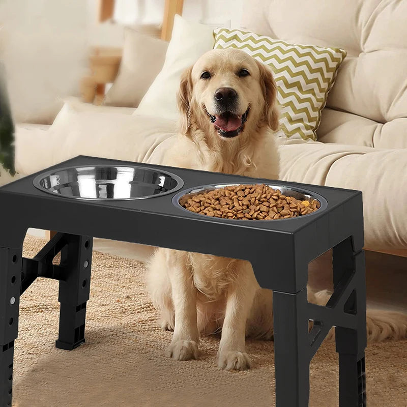 Booteely Elevated Dog Feeder Bowls Adjustable Raised Stand with