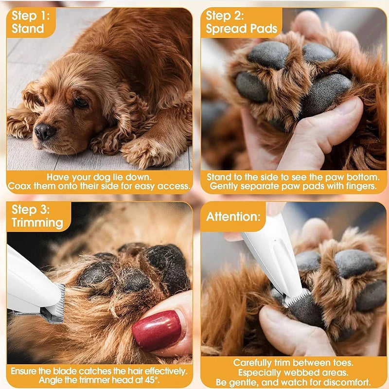 Electric Paw Trimmer for Dogs & Cats Quiet Rechargeable Clipper