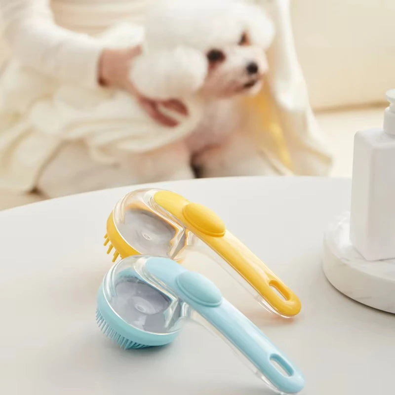 Pet Bathing Brush Long Handle Dog Cleaning Brush Soft Silicone Pet