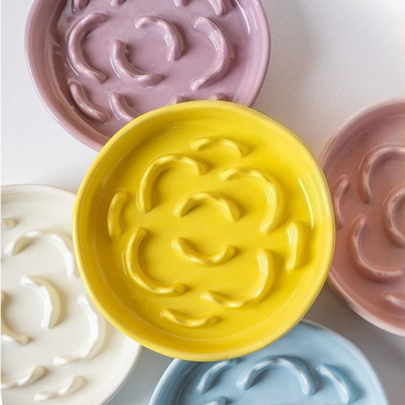 Ceramic Slow Food Bowl,Neck Protection Bowl Not Easy to Knock Over