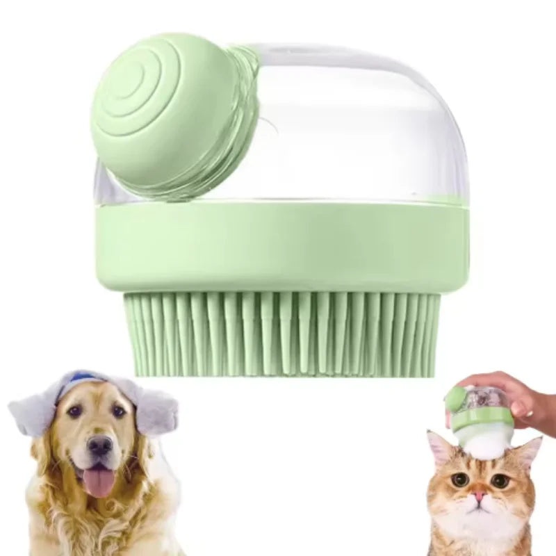 Soft Silicone Pet Bath Brush with Shampoo Dispenser Gentle Massage
