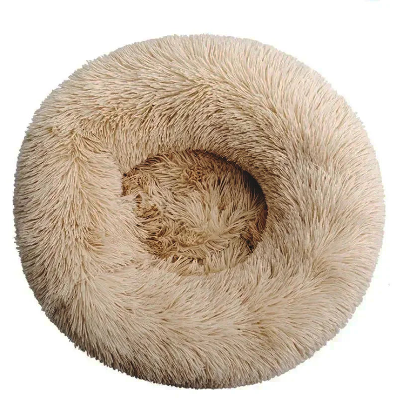 Round Pet Bed for Large Dog Bed Donut Long Plush Cat Bed for