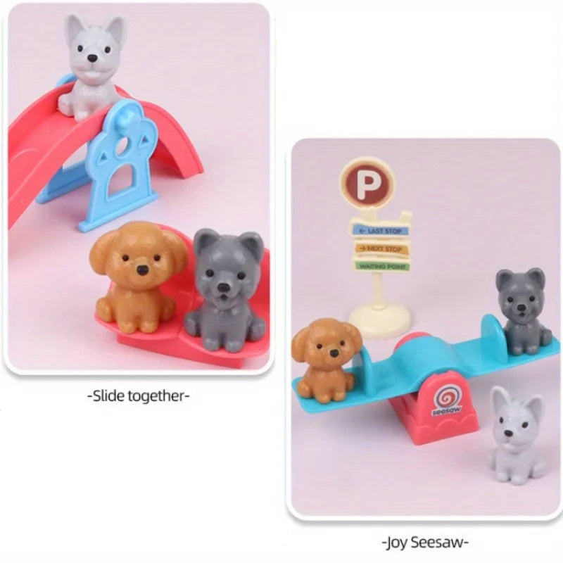 Cute Dog Pet Basket Doll Set