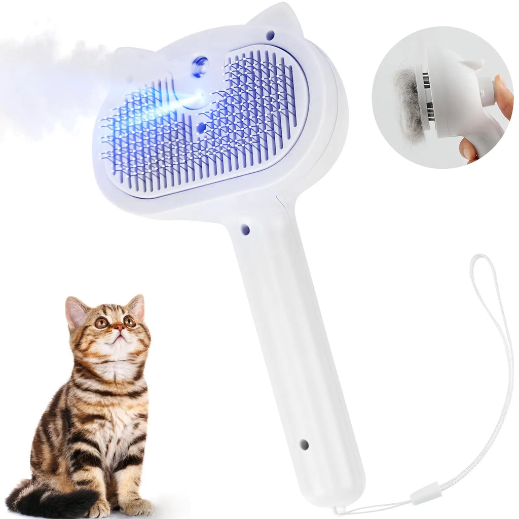 Upgraded Pet Steam Brush Spray Grooming Comb Hair Removal Cleaning