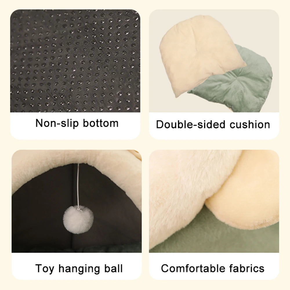 Pet Tent Cave Bed for Cats Small Dogs Self-Warming Cat Tent Bed
