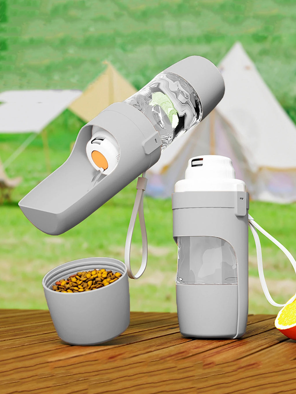 Portable Water Bottle with Food Container for Dogs