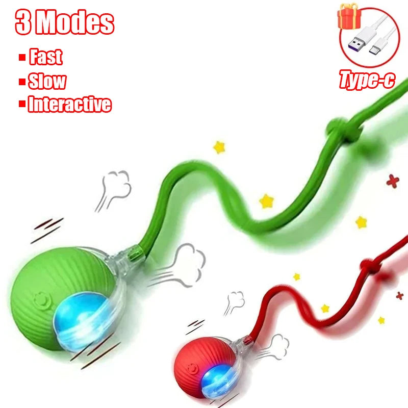 New Cat Interactive Ball Toy Automatic Rolling Ball Faux Tail