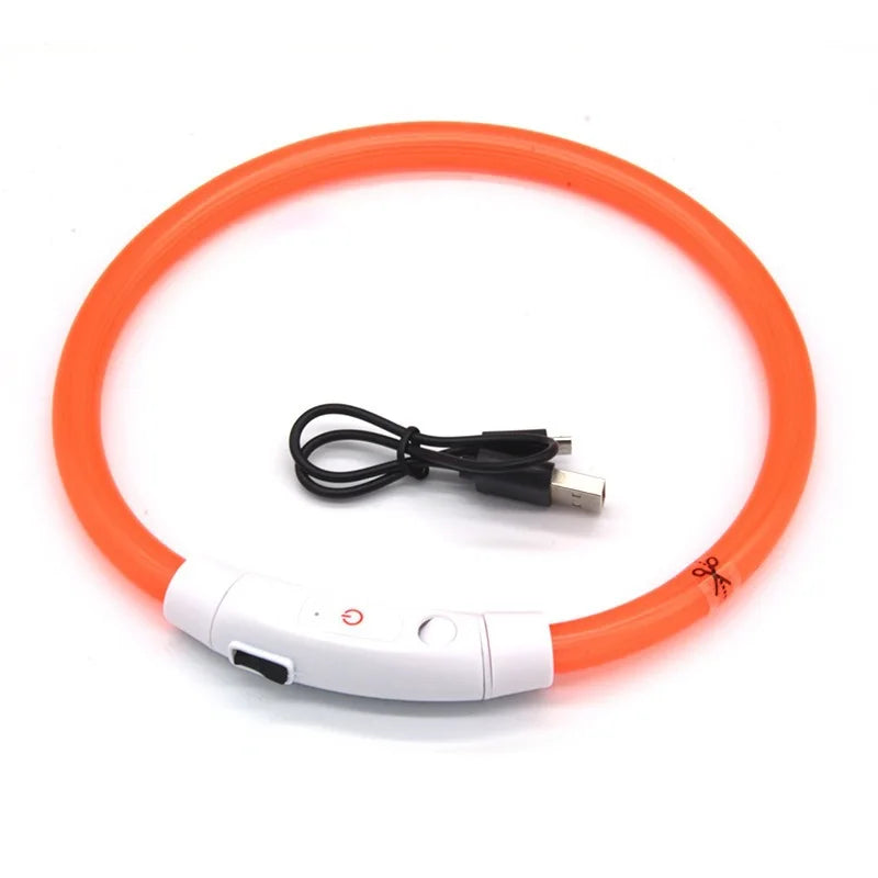 USB Rechargeable Fiber Optic Collar Pet Dog LED Light Collar