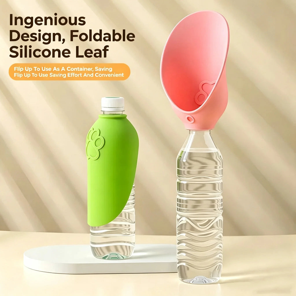 Portable Pet Outdoor Drinking Water Cup Dog Silicone Foldable Leaf