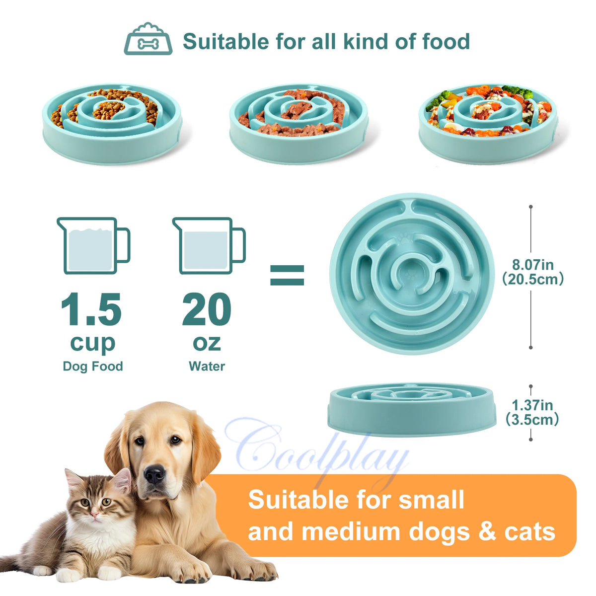 Pet Dog Slow Feeder Bowl Eco Dog Bowl Fun Non Slip Anti-Gulping