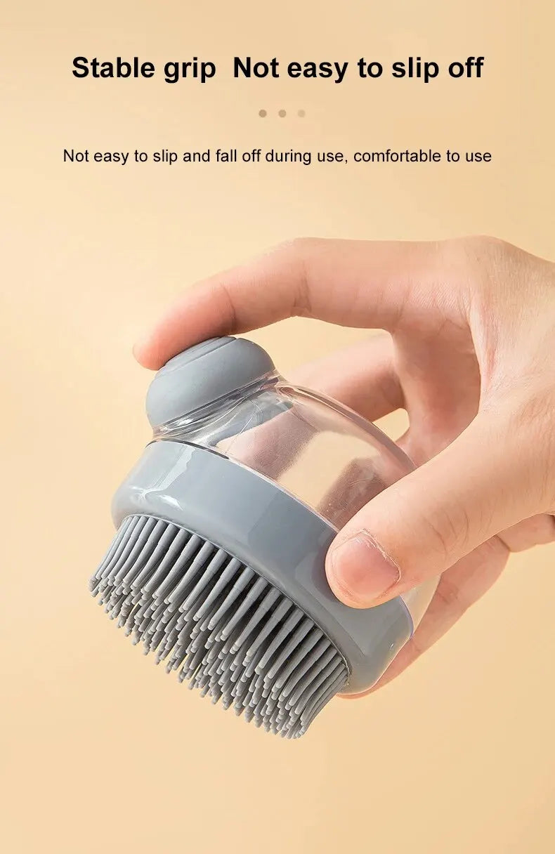 Pet Bath Brush Soft Silicone with Shampoo Dispenser Gentle Massage