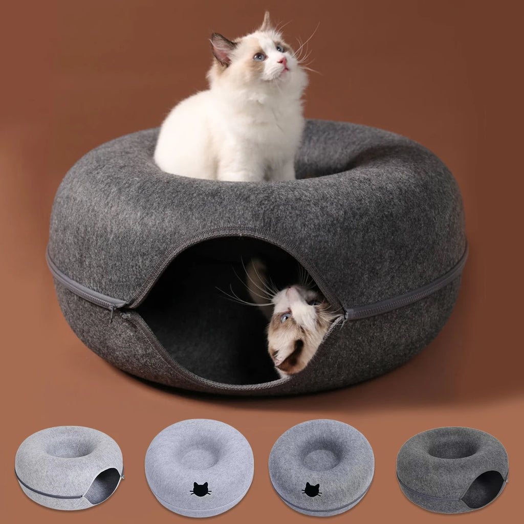 B-Tunnel Donut Cat Bed Interactive Tunnel Pet Felt Indoor Toys