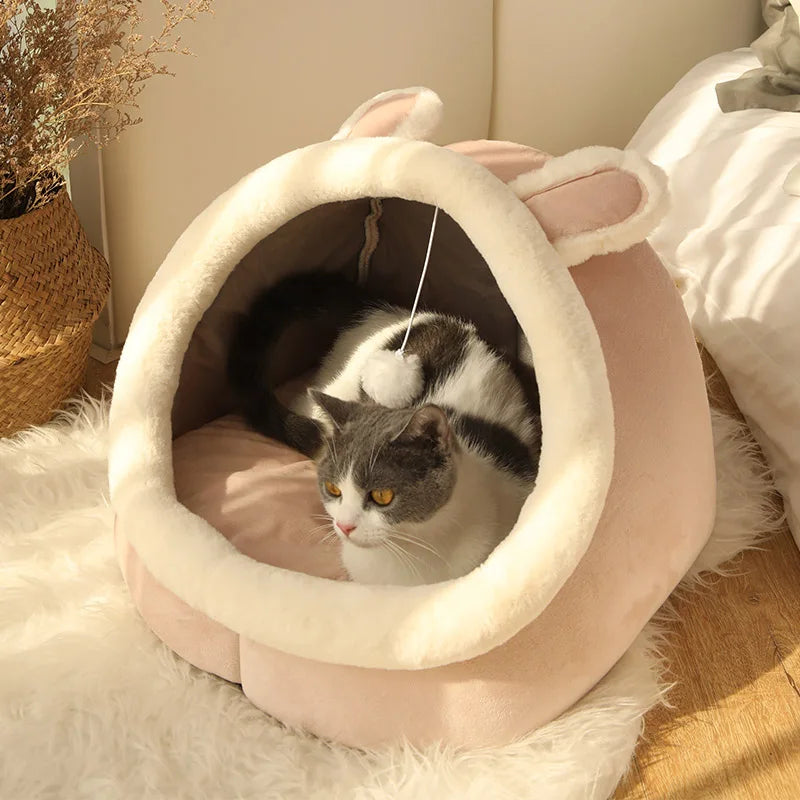 Pet Tent Cave Bed for Cats Small Dogs Self-Warming Cat Tent Bed