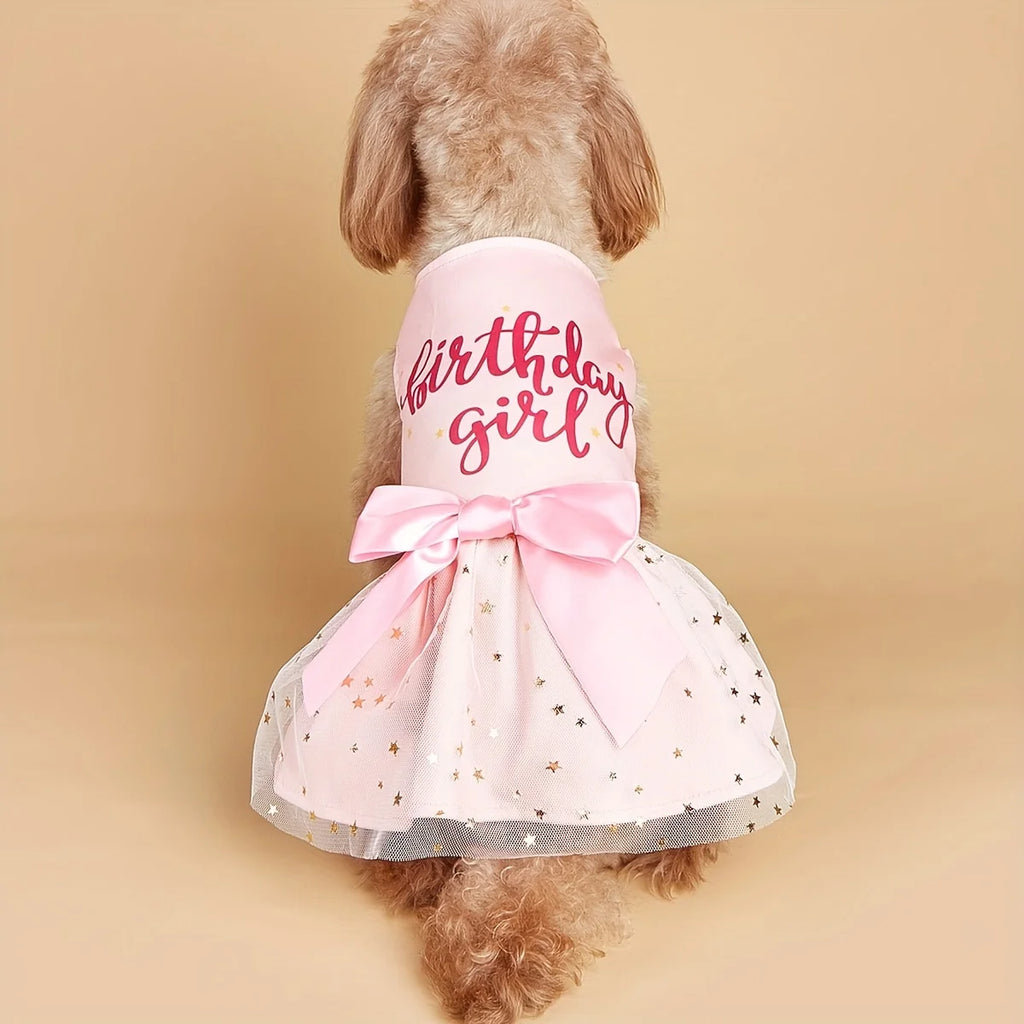 Dog Dress Girl Dog Clothes Pet Apparel Doggie Pink Bowknot Tulle