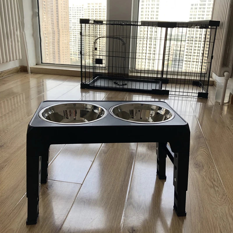 Booteely Elevated Dog Feeder Bowls Adjustable Raised Stand with