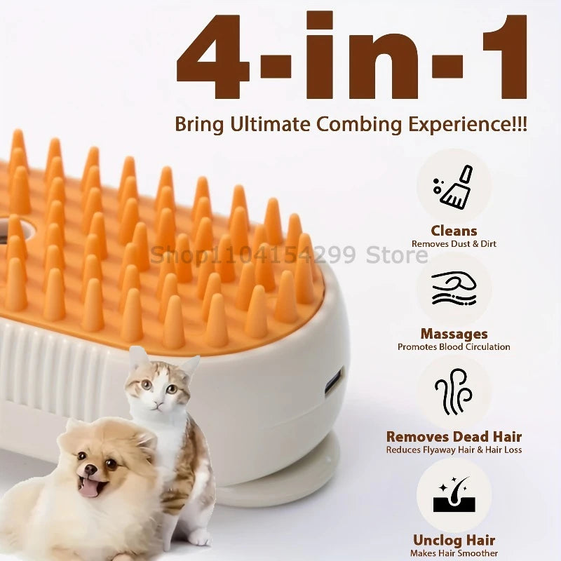 3 in 1 Pet Electric Steam Brush Cat and Dog Cleaning Spray Massage