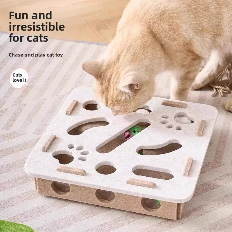 Cat PUzzle Toy Felt PUzzle Box Cat Exercise Toy with Ball Indoor