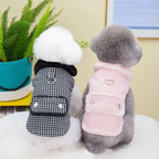 Warm Fashion Ins Winter Pet Dog Clothing Houndstooth Dog Coat
