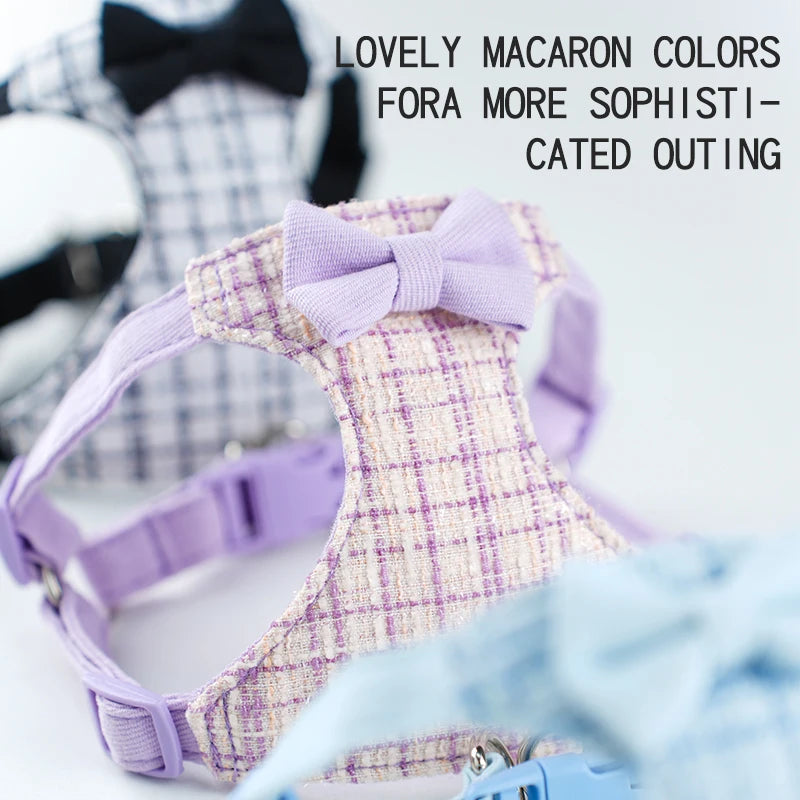 Bow Pet Chest Harness Leash 2-Piece Set, Comfortable Breathable