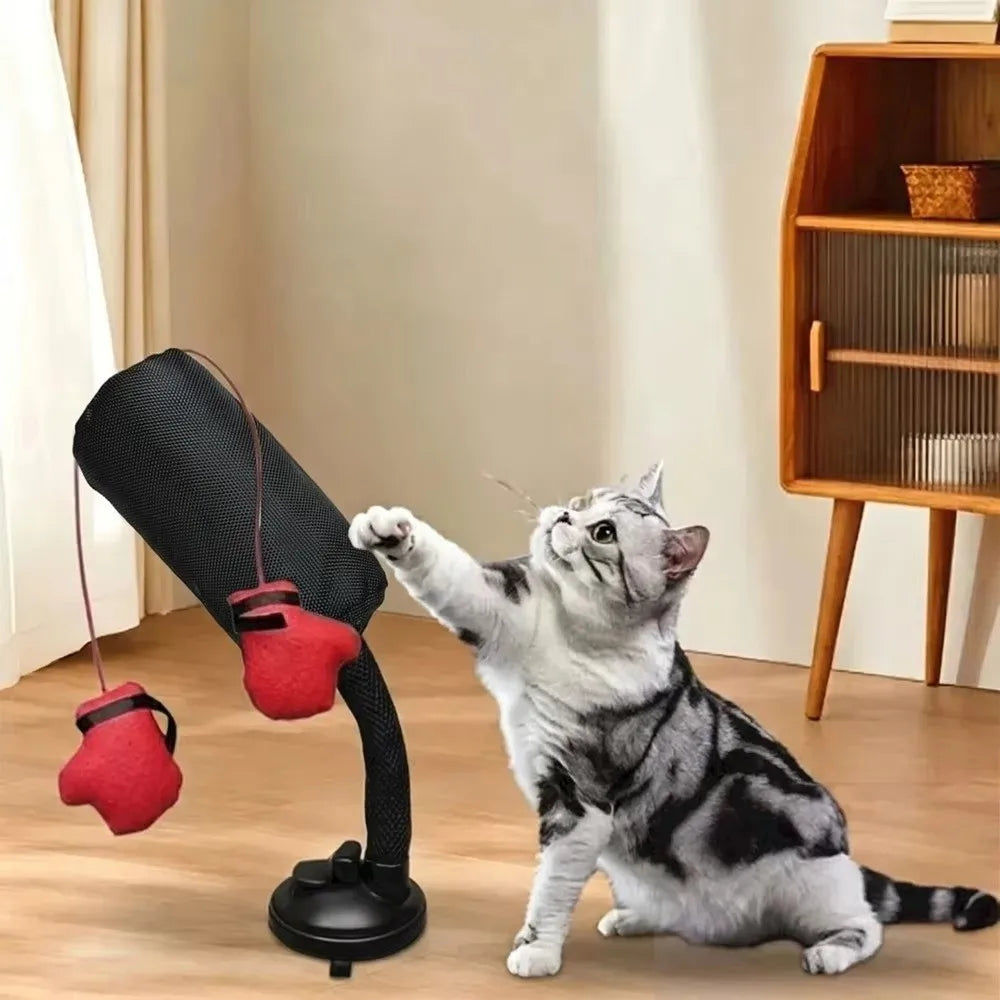 Suction Cup Base Cat Boxing Toy Self-Standing Spring Loaded Pet