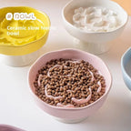 Ceramic Slow-Feeding Bowl High-Leg Cat Bowl with Neck Protection
