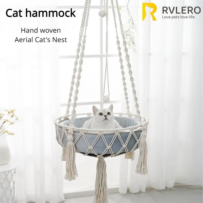 Winter Pet Hammock Cat Swing Hand Woven Cotton Rope Cats Hanging