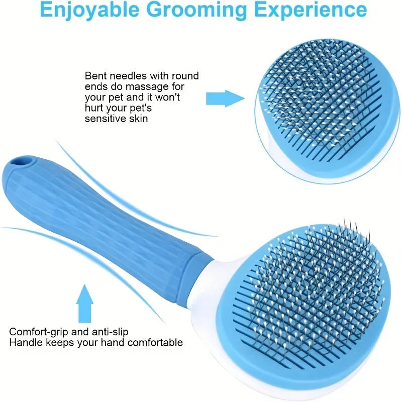 Cat & Dog Dehairing Brush with One-Touch Mechanism - Heavy-Duty