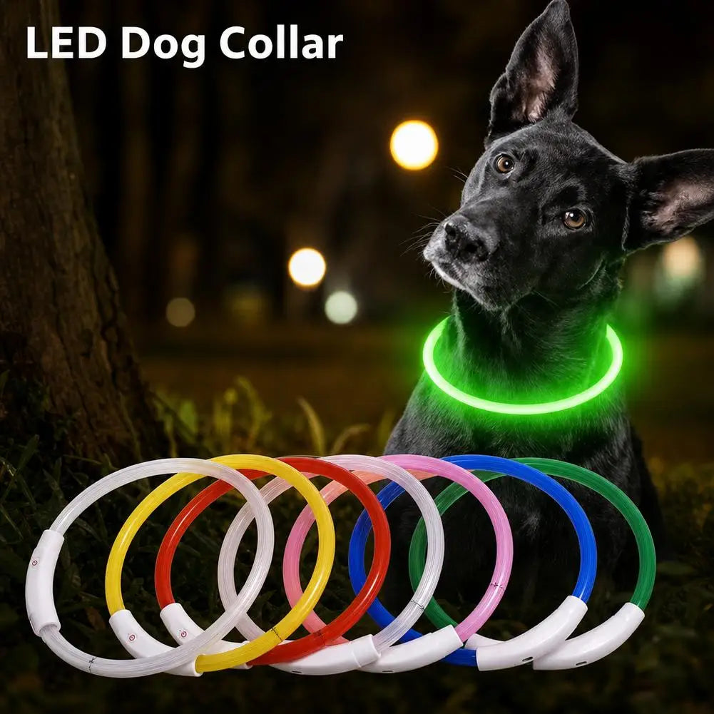 Luminous Pet Dog Collar Waterproof LED Dog Collar Rechargeable