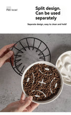 Elevated Ceramic Slow Feeder Bowl for Dogs Cats, Anti-Choking Maze