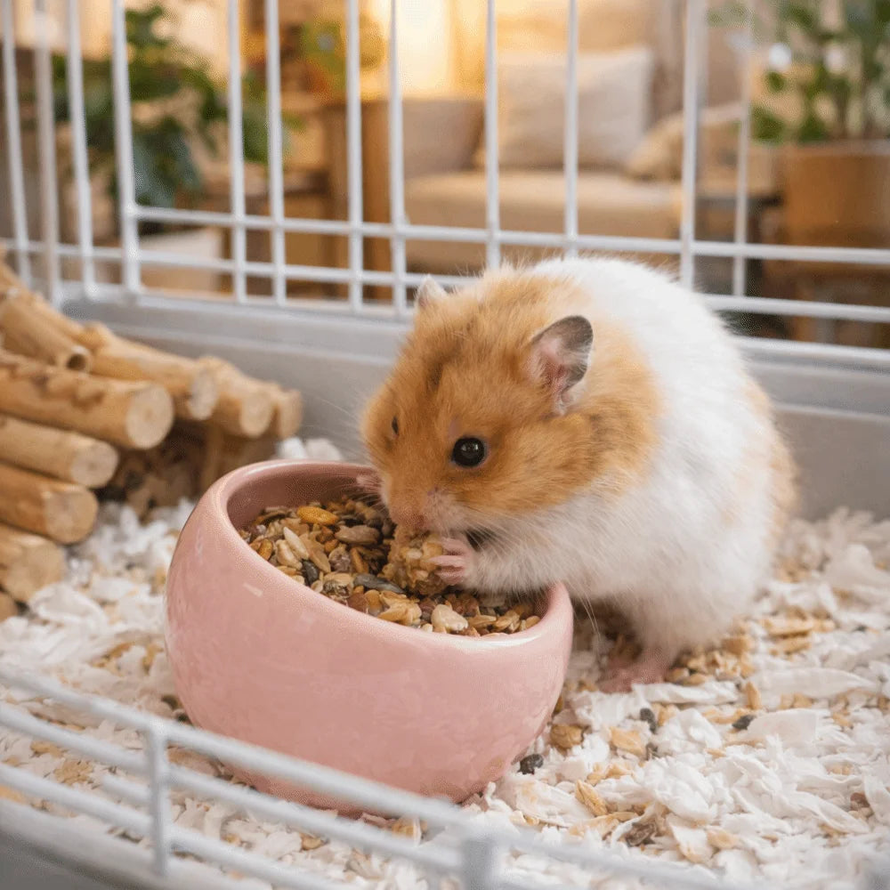 Ceramic Hamster Food Bowl Non-Slip Slanted-Edged Pet Feeding Bowl