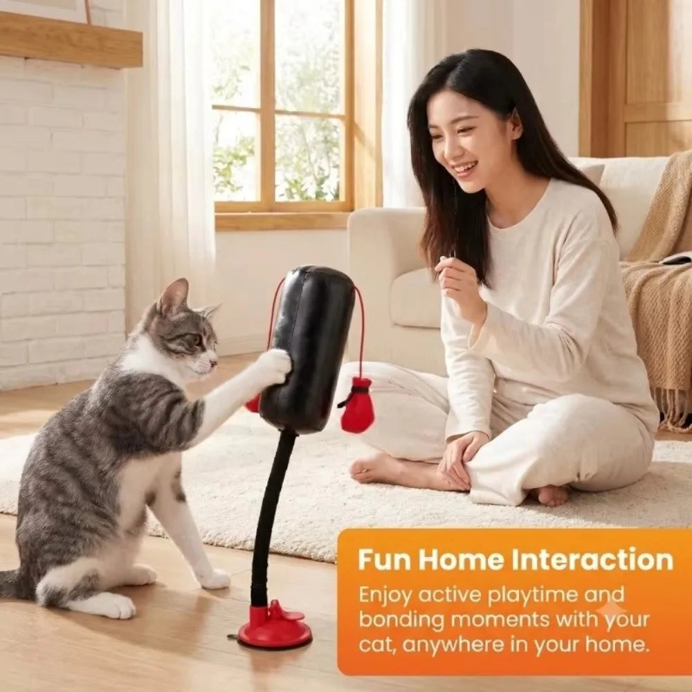 Suction Cup Base Cat Boxing Toy Self-Standing Spring Loaded Pet