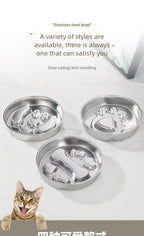 Stainless Steel Slow Feeder Bowl, Non-Slip Pet Food Bowl