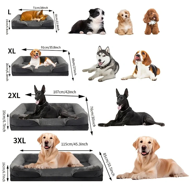 Extra Large Orthopedic Dog Bed Washable Sofa Bed, Support Foam Pet