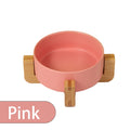 Custom Ceramic Pet Bowl Dish with Wood Stand Dog Cat Bowl with