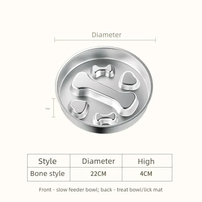 Stainless Steel Slow Feeder Bowl, Non-Slip Pet Food Bowl