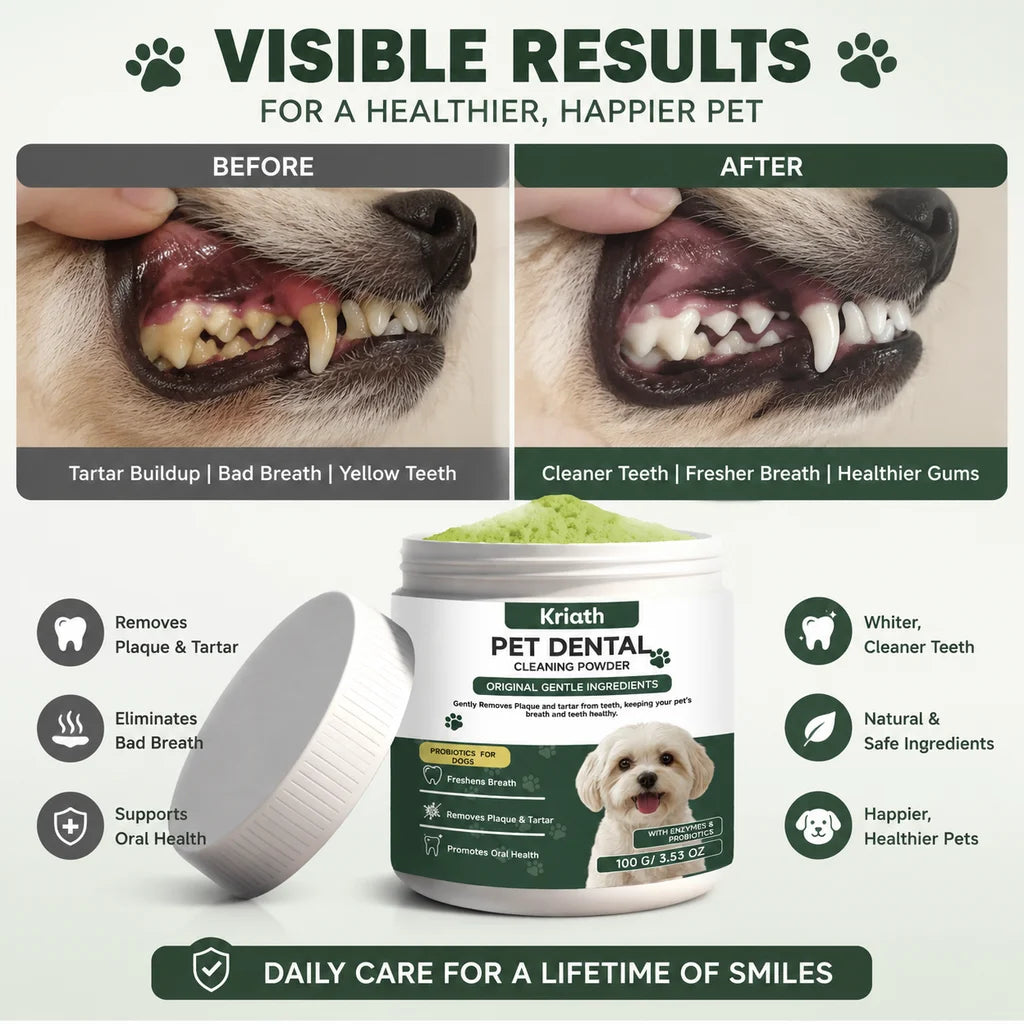 Dog Dental Care Powder Cat Breath Freshener Plaque Tartar Control Pet Oral Hygiene Natural Enzyme Teeth Cleaning Healthy Gums