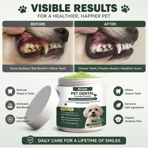 Dog Dental Care Powder Cat Breath Freshener Plaque Tartar Control Pet Oral Hygiene Natural Enzyme Teeth Cleaning Healthy Gums