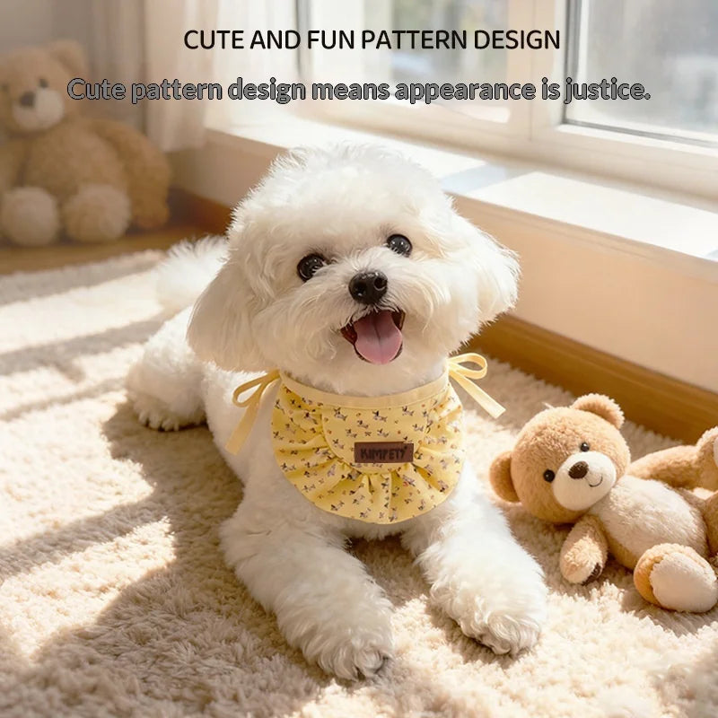 Adjustable Pet Bandana Cotton Pet Drool Bib Flower Cute Dog Cat