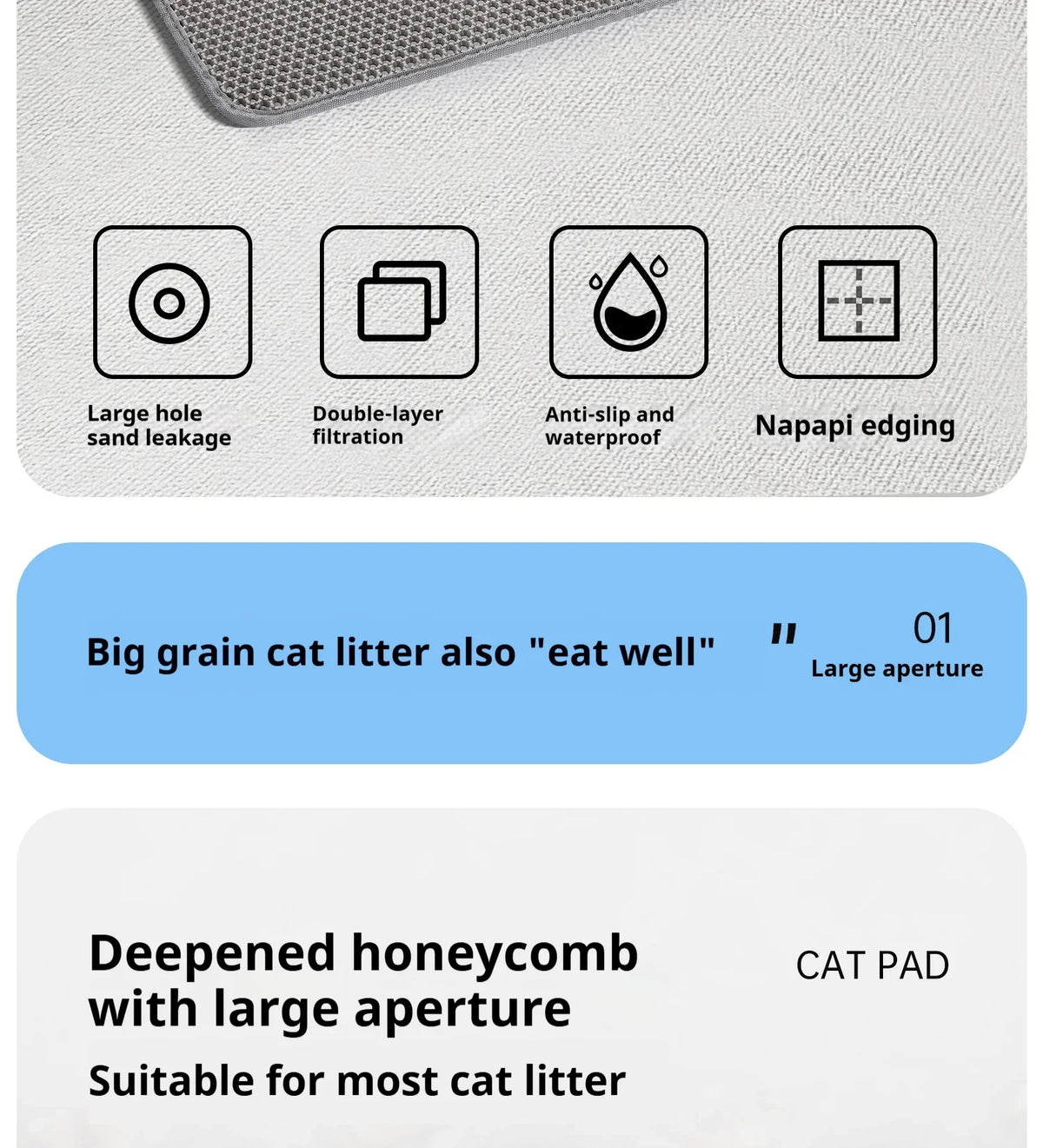 Large Size Cat Litter Mat-Advanced Honeycomb Double Layer