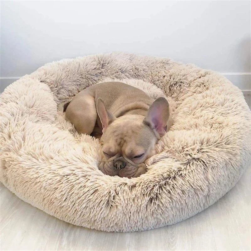 Round Pet Bed for Large Dog Bed Donut Long Plush Cat Bed for
